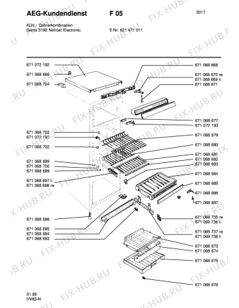 Взрыв-схема холодильника Aeg SANTO 3192 NOFROST - Схема узла Section1